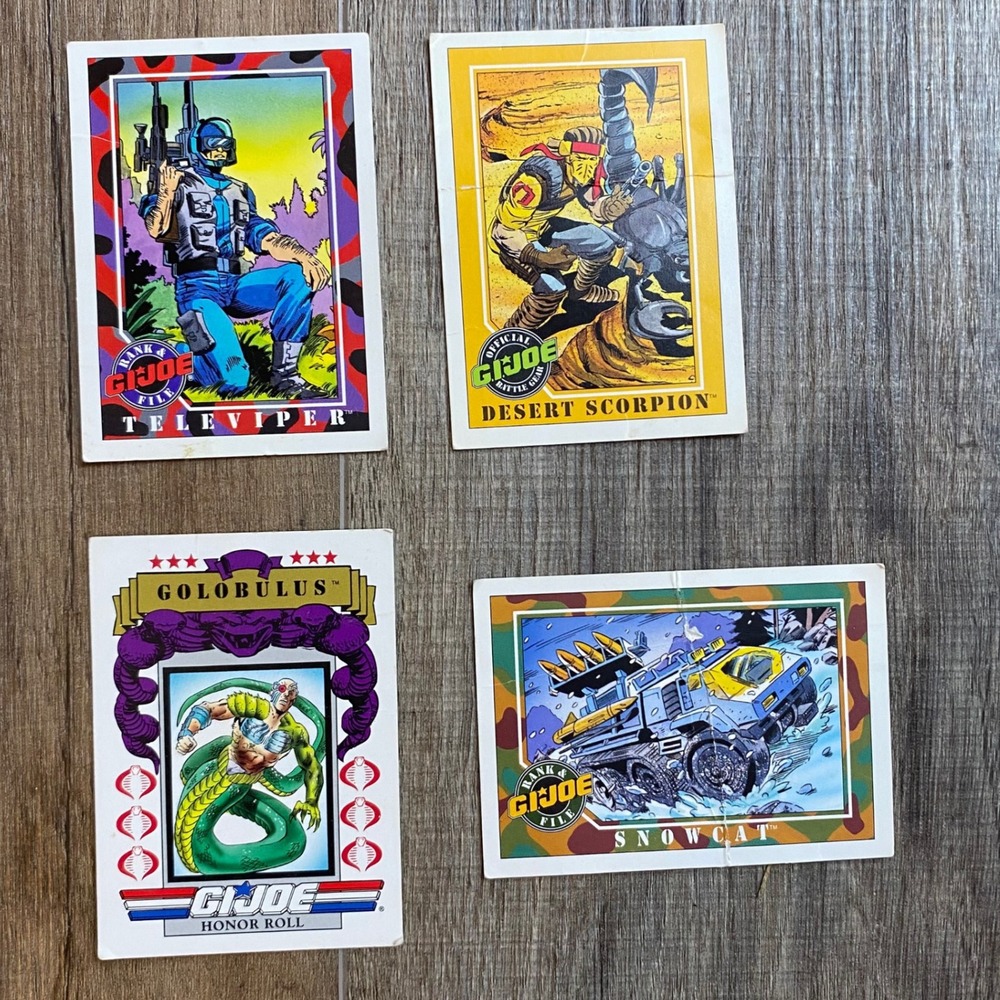 Vintage 1991 GI Joe Series 1 Trading Cards Lot Impel Tele-Viper Golobulus 4pc